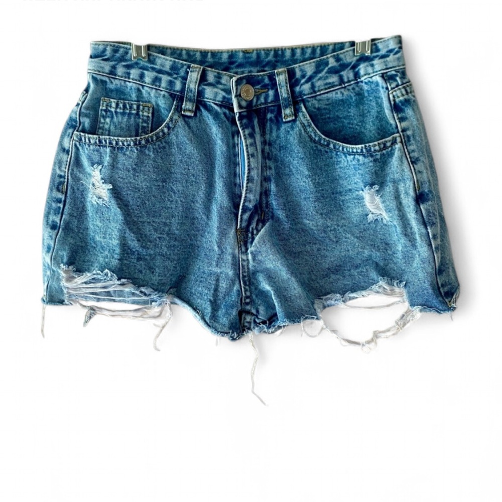 SHEIN LIGHT WASH CUT OFF DISTRESSED DENIM JEAN SHORTS SIZE 28